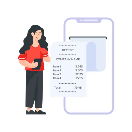 Woman getting online invoice  Illustration