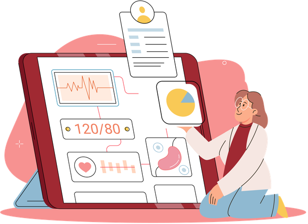 Woman getting online medical consultation  Illustration