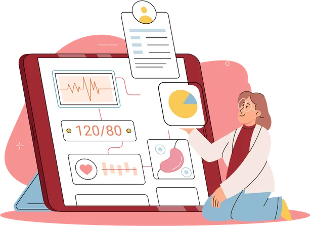 Woman getting online medical consultation  Illustration