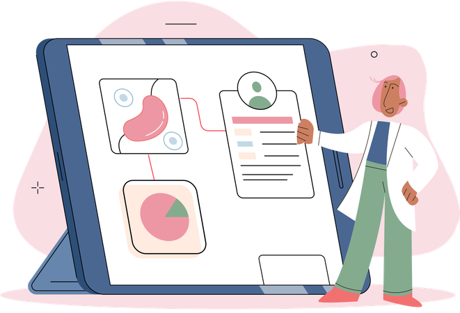 Woman getting online medical consultation  Illustration