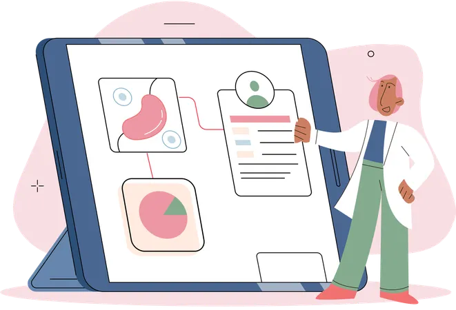 Woman getting online medical consultation  Illustration