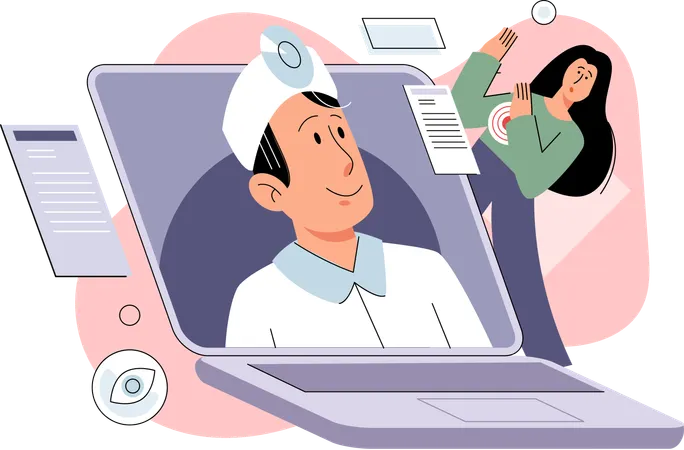 Woman getting online medical consultation  Illustration