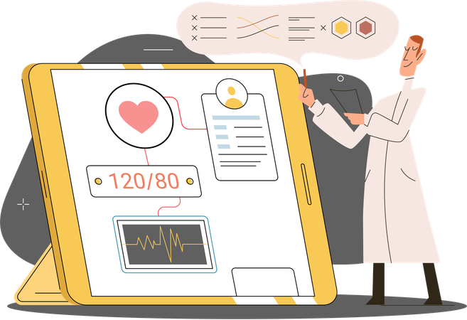 Woman getting online medical consultation  Illustration