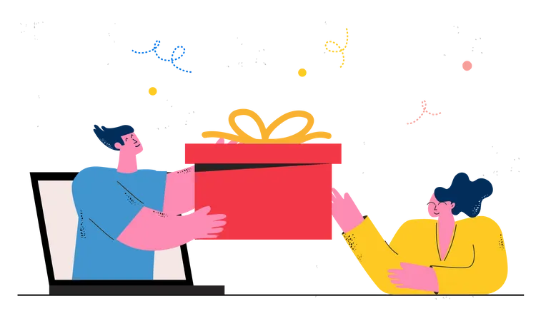 Woman getting online reward  Illustration