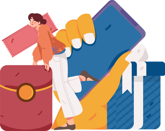 Woman getting order conformation  Illustration