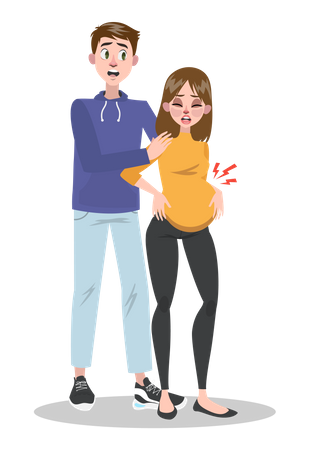 Woman getting pain in stomach right before delivery  Illustration