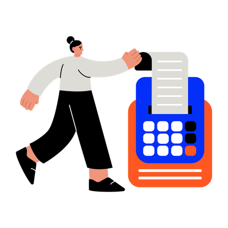 Woman getting paper receipt  Illustration