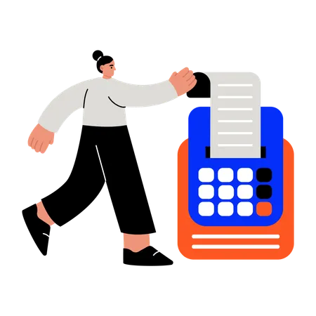 Woman getting paper receipt  Illustration