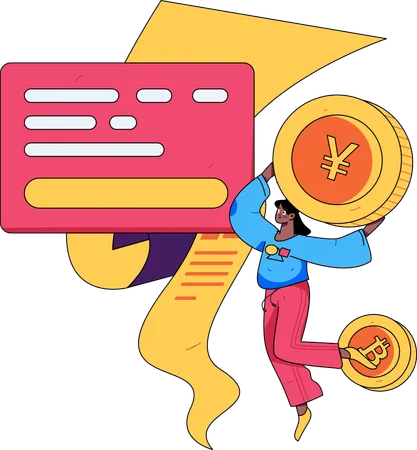 Woman getting Payment receipt  Illustration