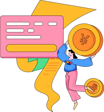 Woman getting Payment receipt  Illustration