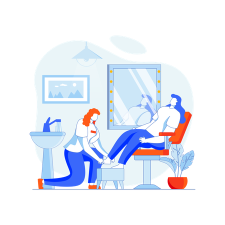 Woman getting pedicure  Illustration