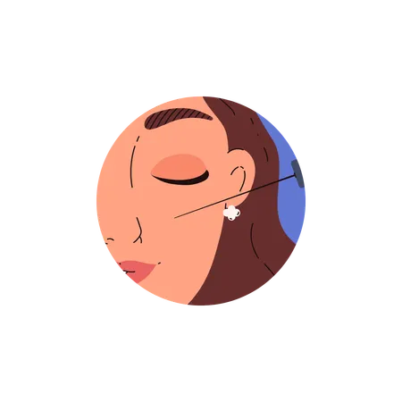 Woman getting procedure of facial beauty injection for skin rejuvenation  Illustration