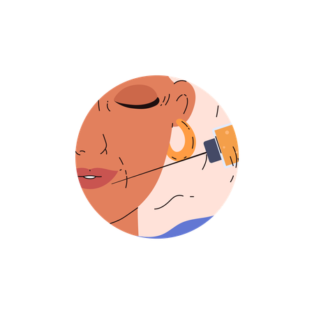 Woman getting procedure of facial beauty injection for skin rejuvenation  Illustration