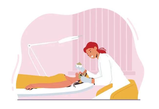 Woman Getting Professional Face Treatment Illustration