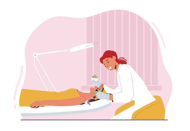 Woman Getting Professional Face Treatment  Illustration