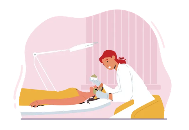 Woman Getting Professional Face Treatment  Illustration