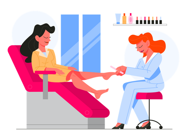 Woman getting professional foot job  Illustration