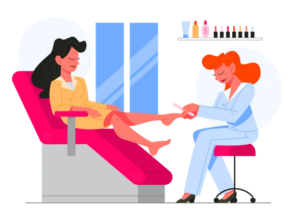 Woman getting professional foot job  Illustration