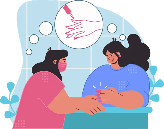 Woman getting professional manicure procedure  Illustration