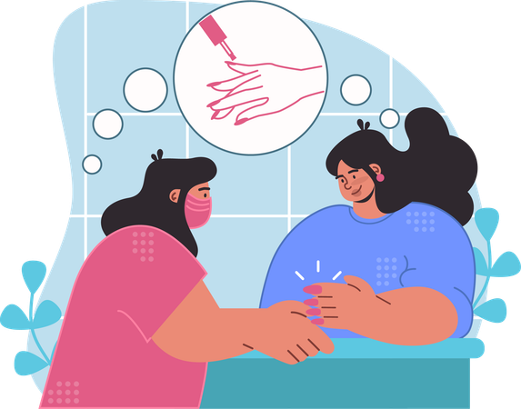 Woman getting professional manicure procedure  Illustration