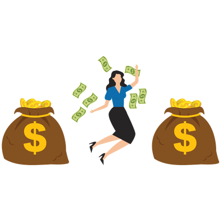 Woman Getting Profit from capital gains  Illustration