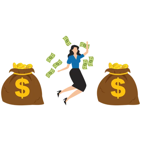 Woman Getting Profit from capital gains  Illustration