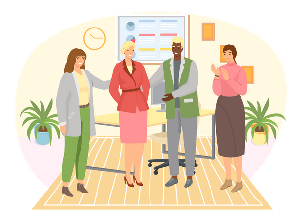 Woman getting promoted at work Illustration