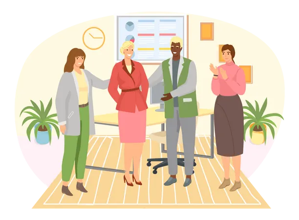 Woman getting promoted at work Illustration