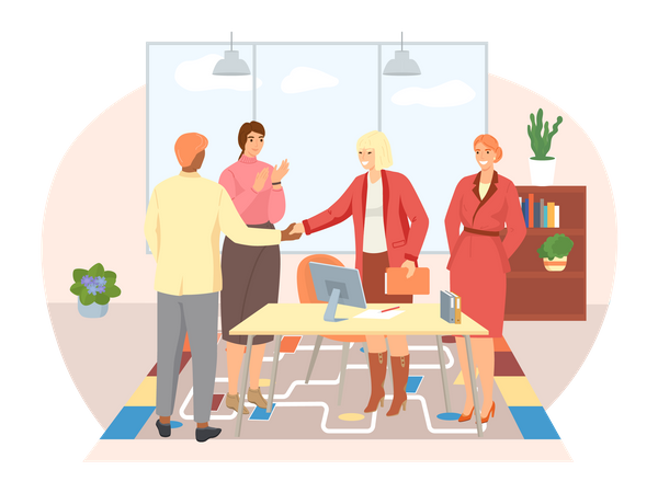 Woman getting promoted at work  Illustration