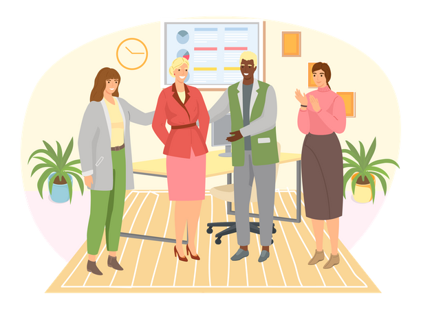 Woman getting promoted at work  Illustration