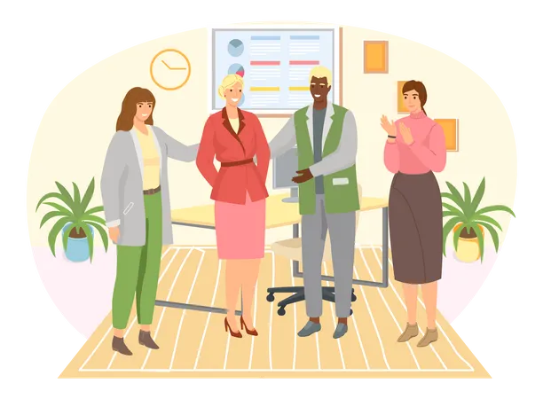 Woman getting promoted at work  Illustration