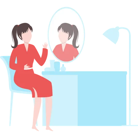 Woman getting ready and wearing makeup  Illustration