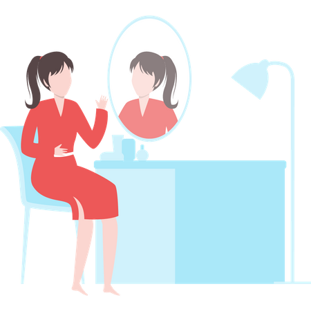 Woman getting ready and wearing makeup  Illustration