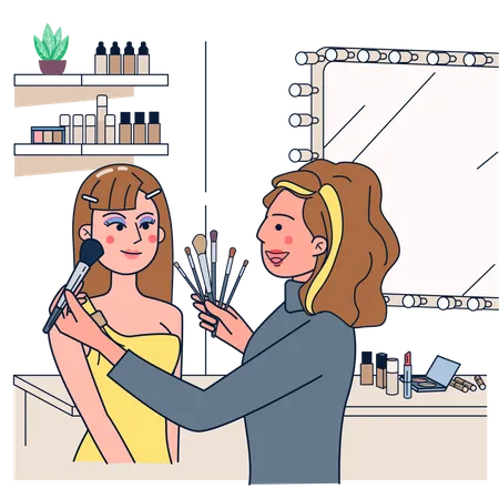 Woman getting ready in beauty salon  Illustration