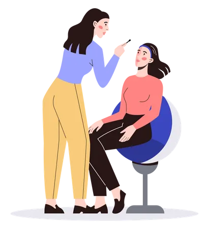 Woman getting ready in beauty salon Illustration