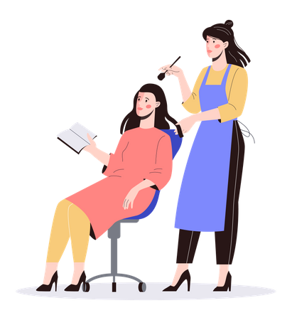 Woman getting ready in beauty salon Illustration