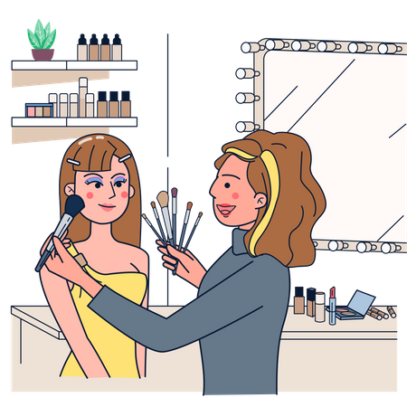 Woman getting ready in beauty salon  Illustration