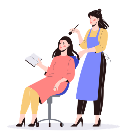 Woman getting ready in beauty salon  Illustration