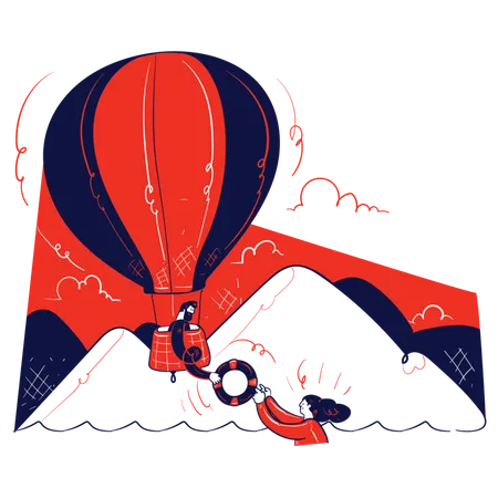 Woman getting rescued by safe guard  Illustration