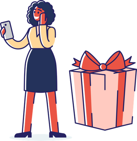 Woman getting shopping discount Illustration