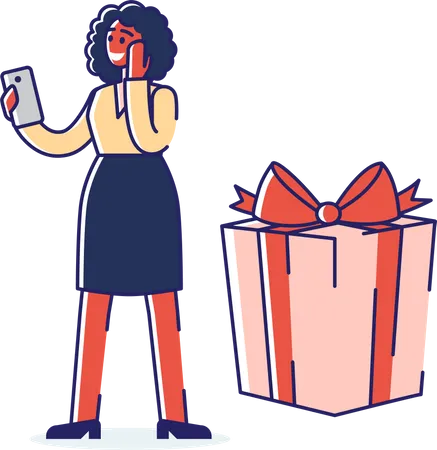 Woman getting shopping discount Illustration