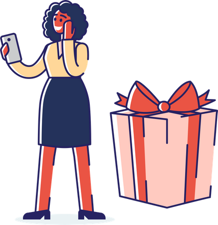 Woman getting shopping discount  Illustration