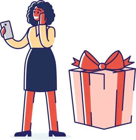 Woman getting shopping discount  Illustration