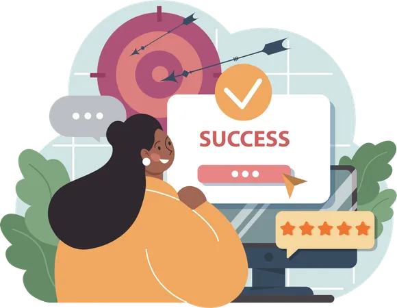 Woman getting success of target  Illustration