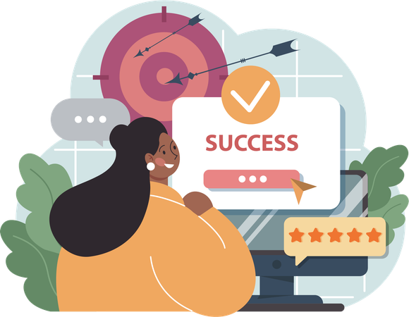 Woman getting success of target  Illustration