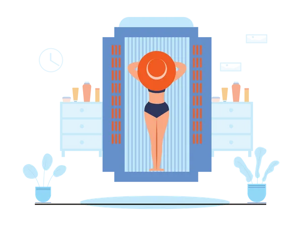 Woman getting sunless tanning  Illustration