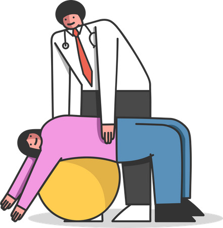 Woman getting therapy with help of doctor Illustration