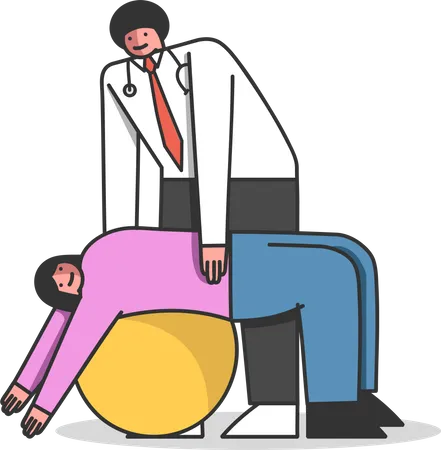 Woman getting therapy with help of doctor Illustration