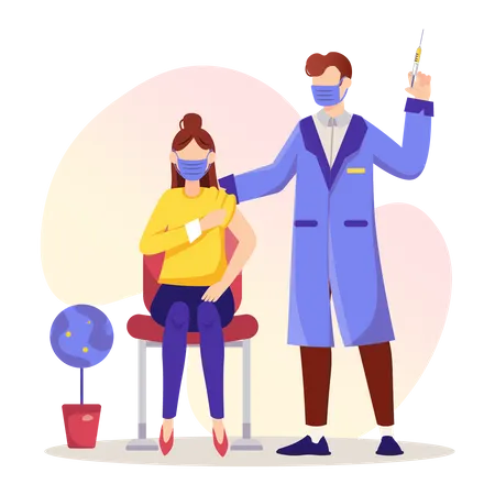 Woman Getting Vaccinated  Illustration