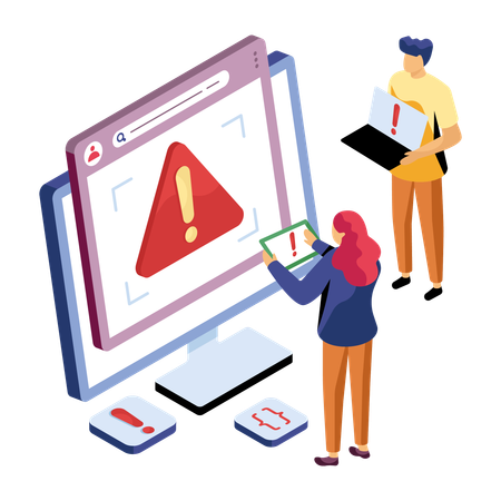 Woman getting website warning  Illustration